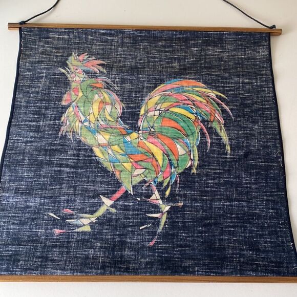 Mid Century Danish Rooster Wall hanging fabric - Picture 3 of 7